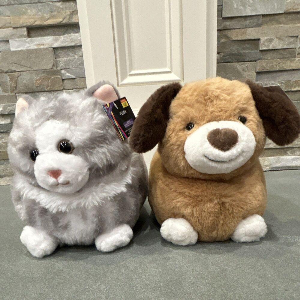Hobby Lobby Set of Cat & Dog Super Soft Stuffed Animals Small 6 x 7”